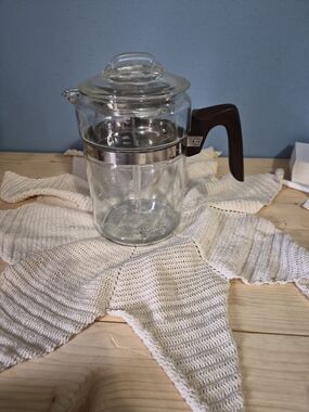 Pyrex Glass Stovetop Coffee Percolator 5 Cup 7826-B Vintage W/glass Stem